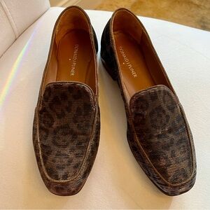 Donald Pliner Brown & Black Animal Print Sparkly Loafers Size 8 1/2 -VINTAGE